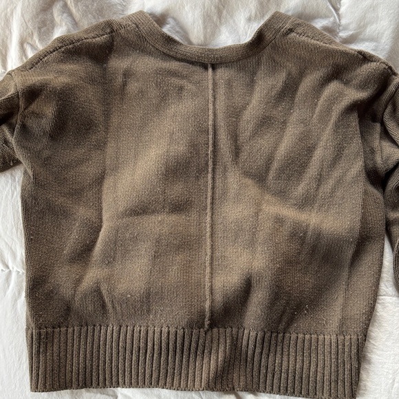 Women's Not Monday Cropped khaki/olive toned Cardigan Sweater - Picture 5 of 5